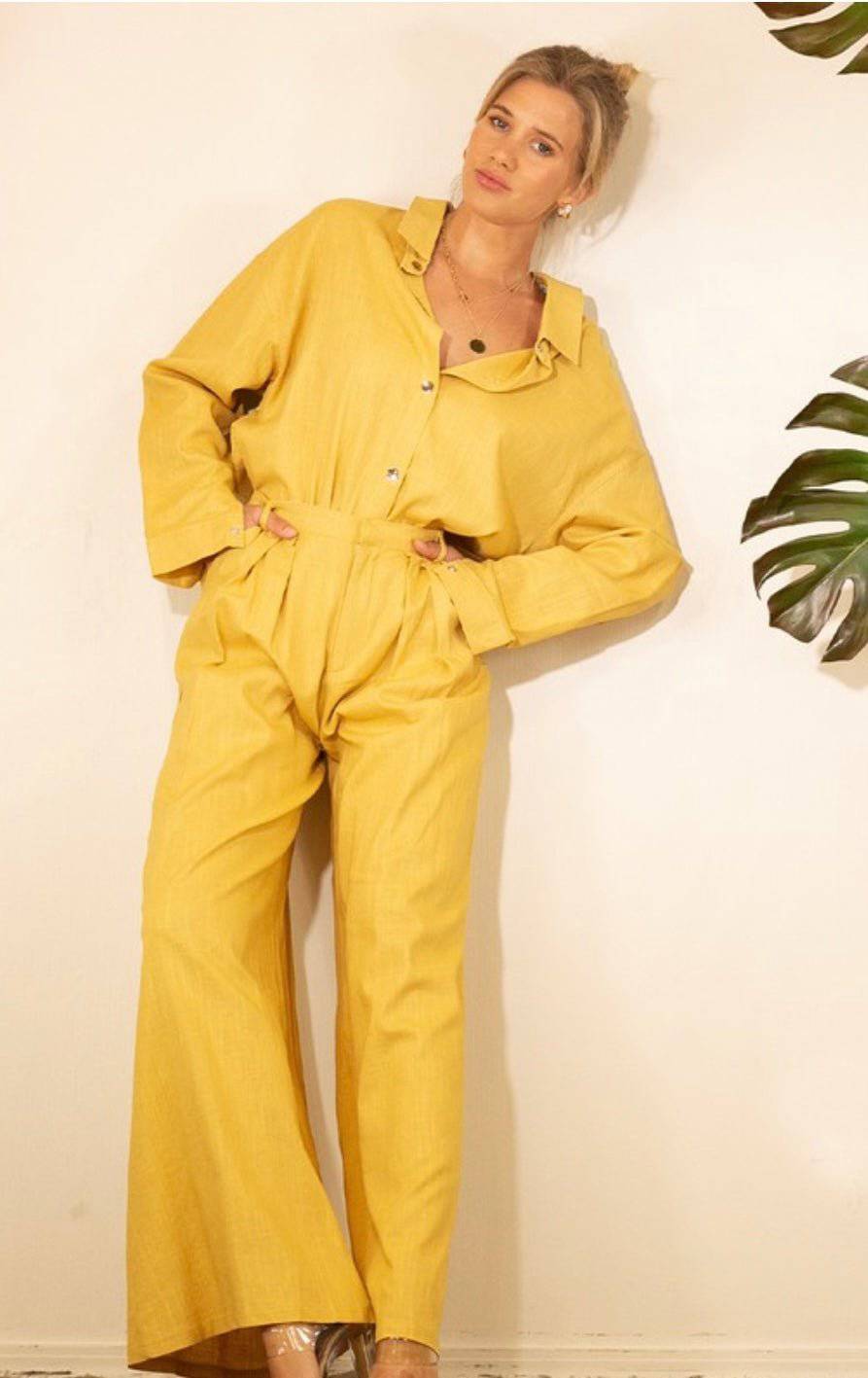 Linen Yellow Sunflower Maxi Palazzo Pants - Bella Boutique & Bellasbylola.com