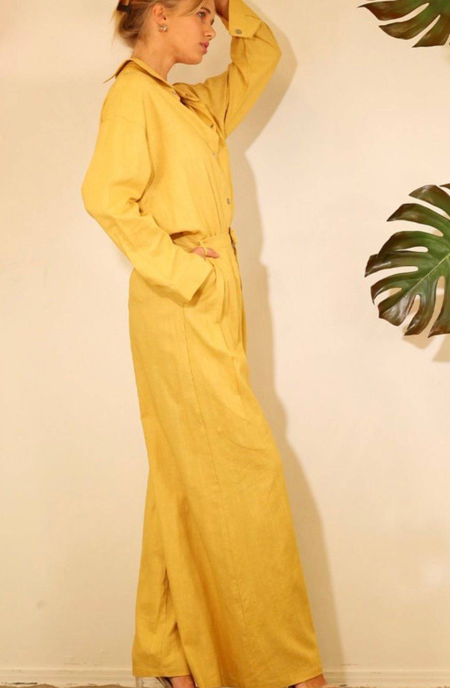 Linen Yellow Sunflower Maxi Palazzo Pants - Bella Boutique & Bellasbylola.com