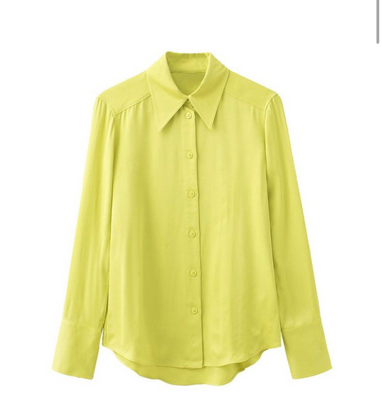 Cute Satin Textured Long Sleeve Shirt - Soft & Silky for Any Occasion, - 100% Polyester - Bella Boutique & Bellasbylola.com