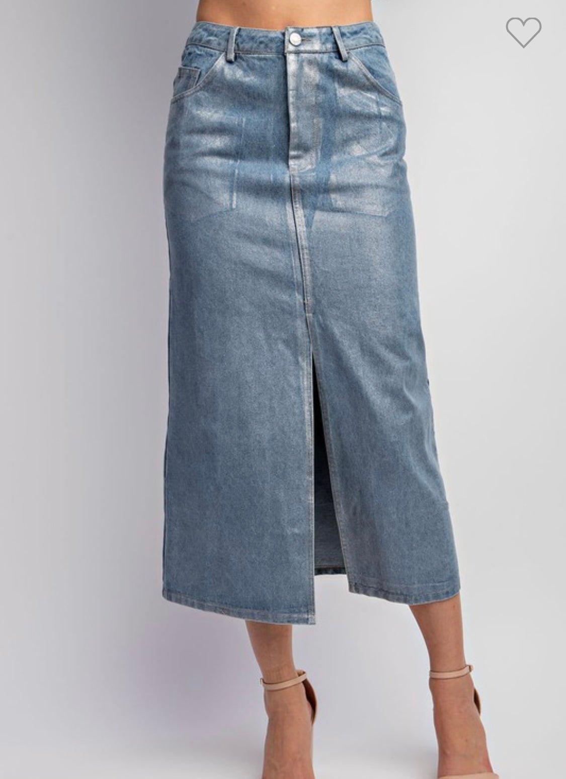 Shimmering Front Slit Midi Skirt - Bella Boutique & Bellasbylola.com