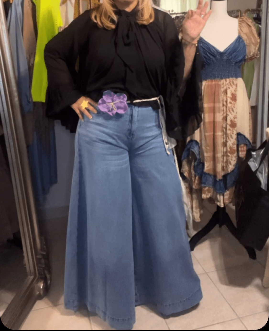 Mineral Washed Ultra Wide Leg Jeans - Bella & Bellasbylola.com