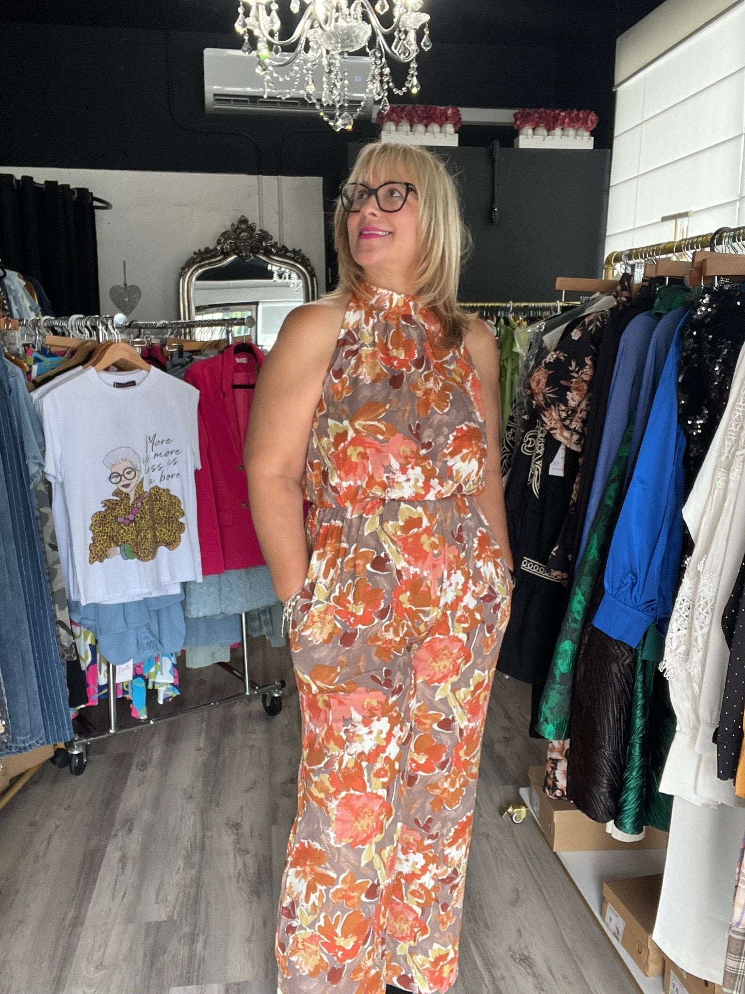 Mirabella Sleeveless Jumpsuit: Ruched Detailing, Smocked Waistline, Wide Leg & Adjustable Closure - Bellasbylola.com