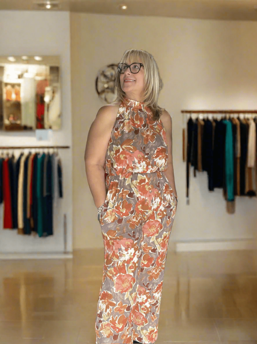 Mirabella Sleeveless Jumpsuit: Ruched Detailing, Smocked Waistline, Wide Leg & Adjustable Closure - Bellasbylola.com