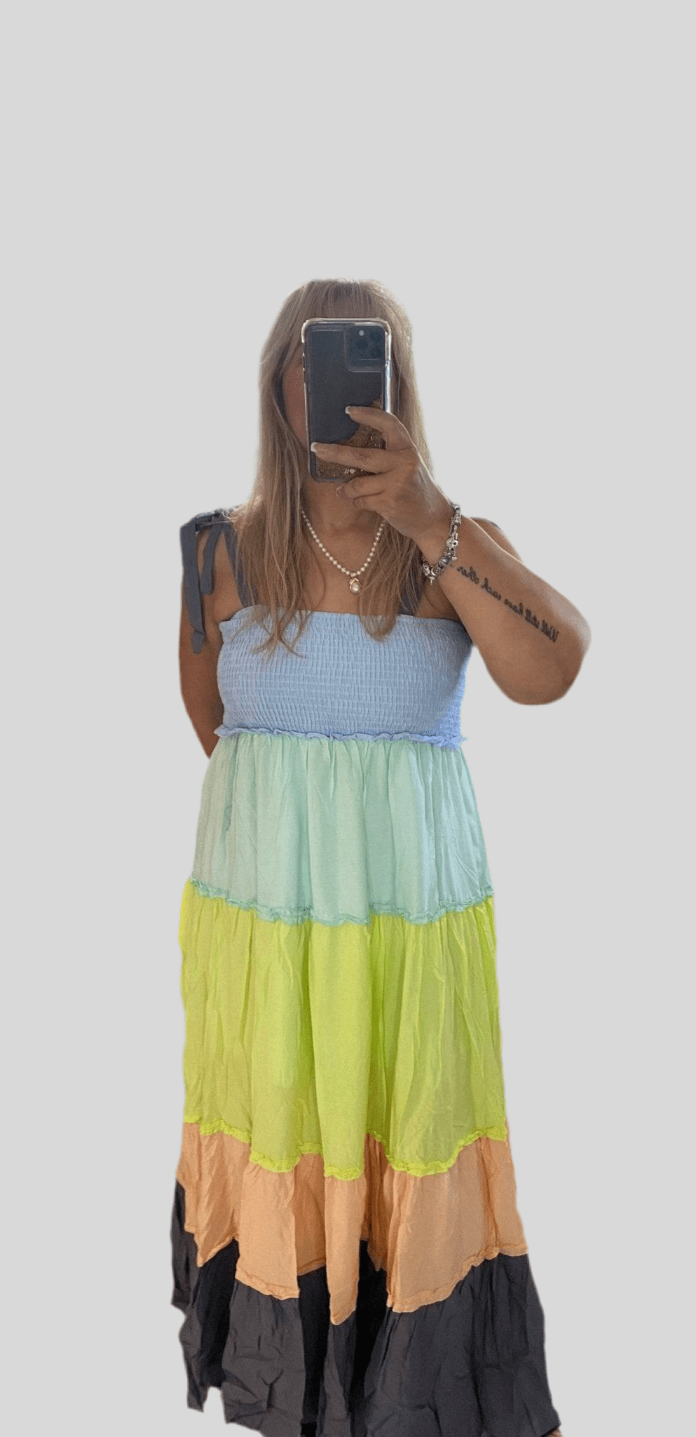 Color Block Smocked Sleeveless Maxi Dress - 100% Rayon - Lined - Bella Boutique & Bellasbylola.com