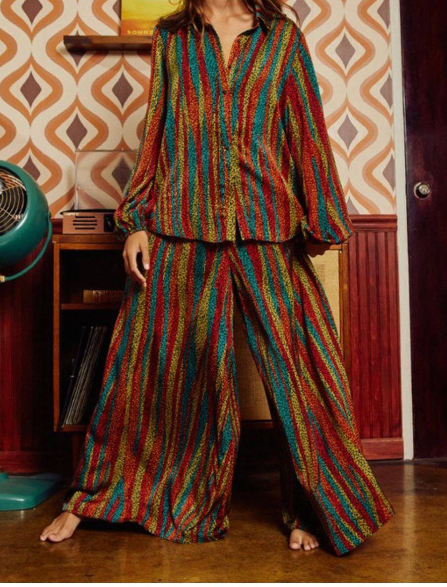 Multi Colors Smocked Maxi Palazzo Pants - Bella Boutique & Bellasbylola.com