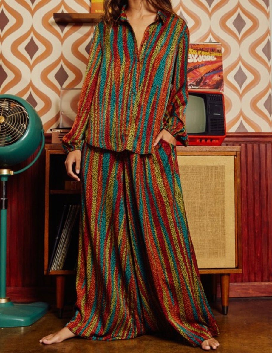 Multi Colors Smocked Maxi Palazzo Pants - Bella Boutique & Bellasbylola.com
