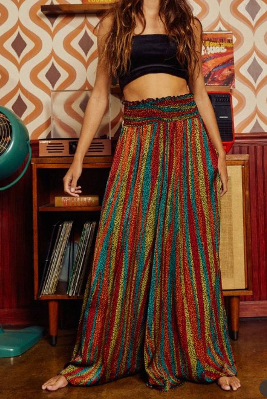 Multi Colors Smocked Maxi Palazzo Pants - Bella Boutique & Bellasbylola.com