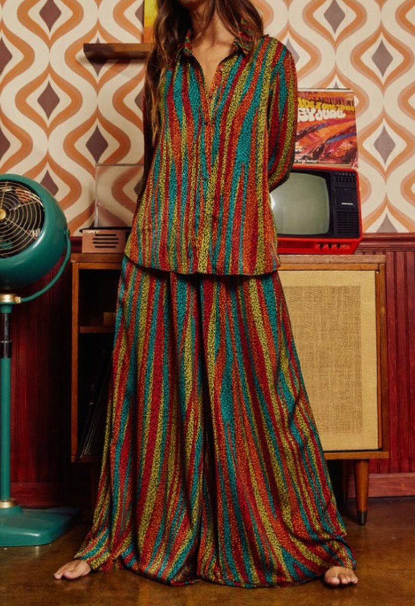 Multi Colors Smocked Maxi Palazzo Pants - Bella Boutique & Bellasbylola.com