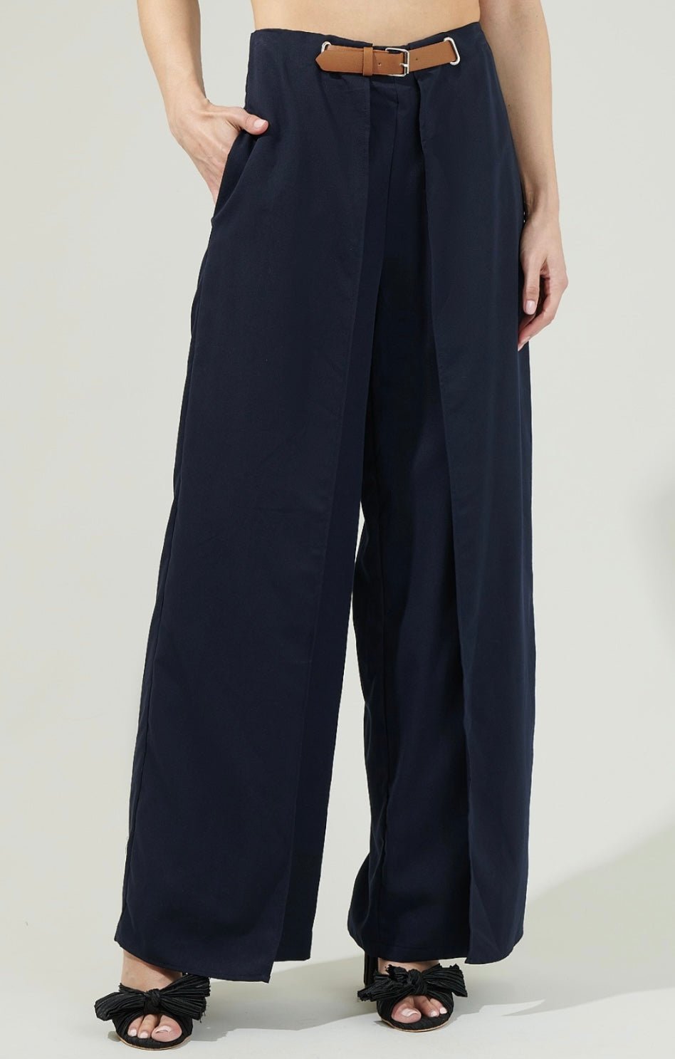 Power Pose Wide Leg Pants with Wrap Detail & Belt - Formal Chic - Bella Boutique & Bellasbylola.com