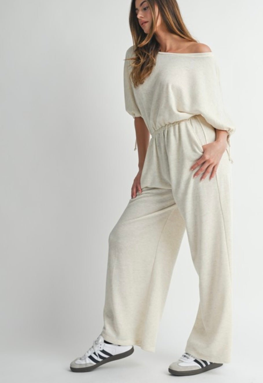 Oatmeal or Blue Comfy Jumpsuit - New 💫 - Bella Boutique & Bellasbylola.com