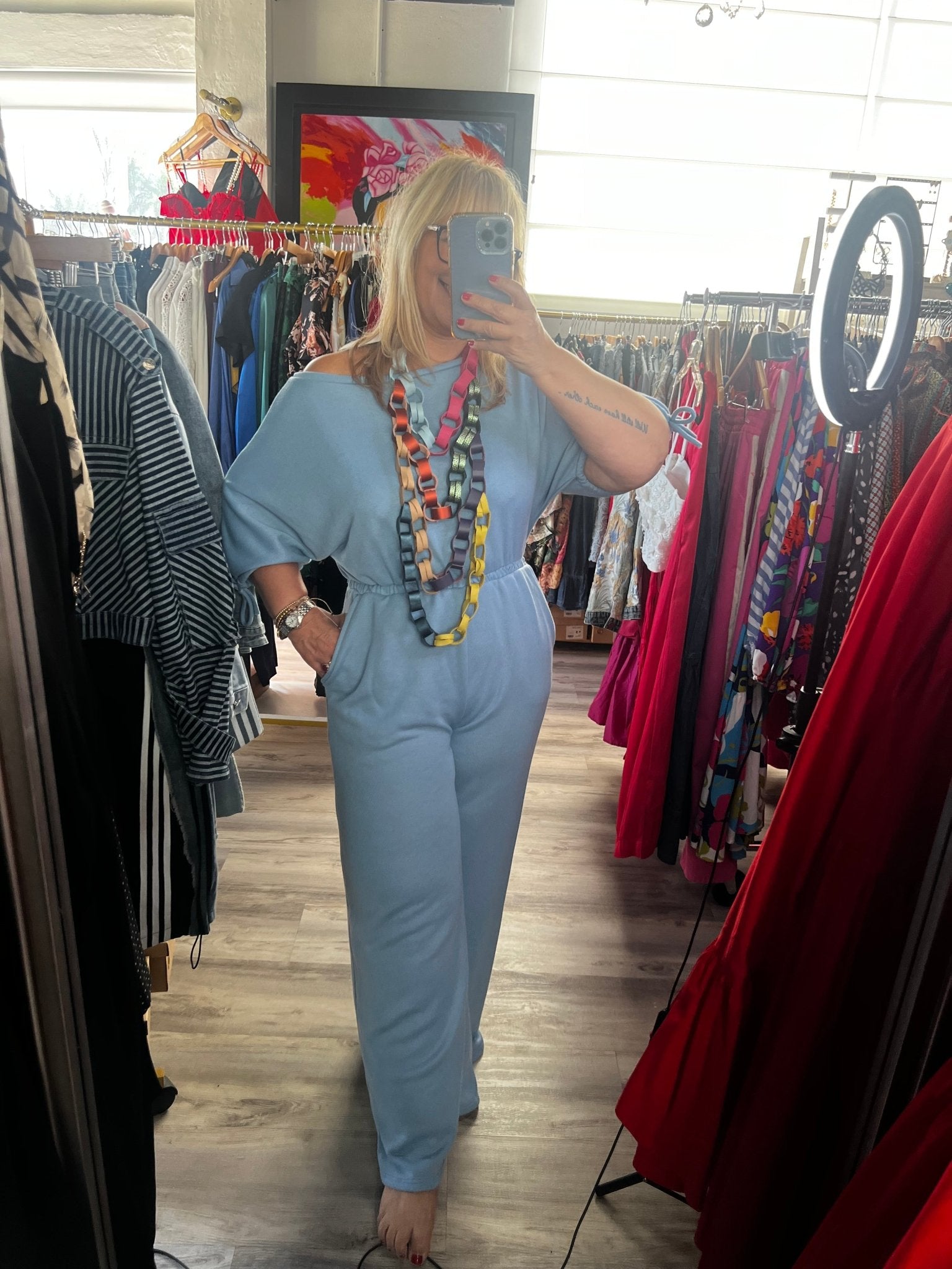 Oatmeal or Blue Comfy Jumpsuit - New 💫 - Bella Boutique & Bellasbylola.com