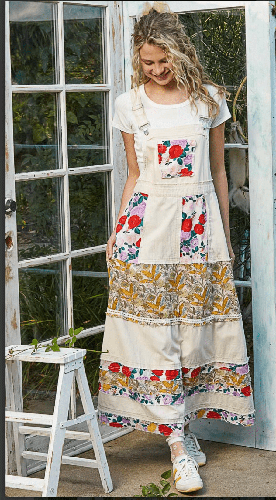 Oatmeal with Floral pattern Skirtalls - Tax Included - Premium Clothing - Bella Boutique & Bellasbylola.com