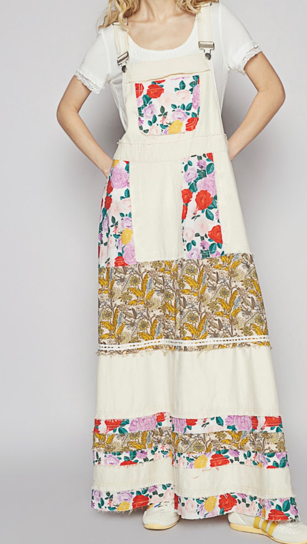 Oatmeal with Floral pattern Skirtalls - Tax Included - Premium Clothing - Bella Boutique & Bellasbylola.com