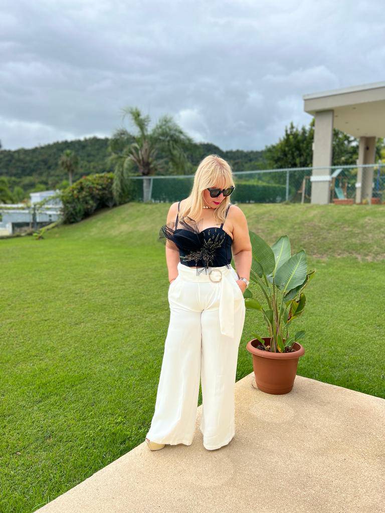 Circle Belted Wide Leg Pants in Off-White - True to Size - Bella Boutique & Bellasbylola.com