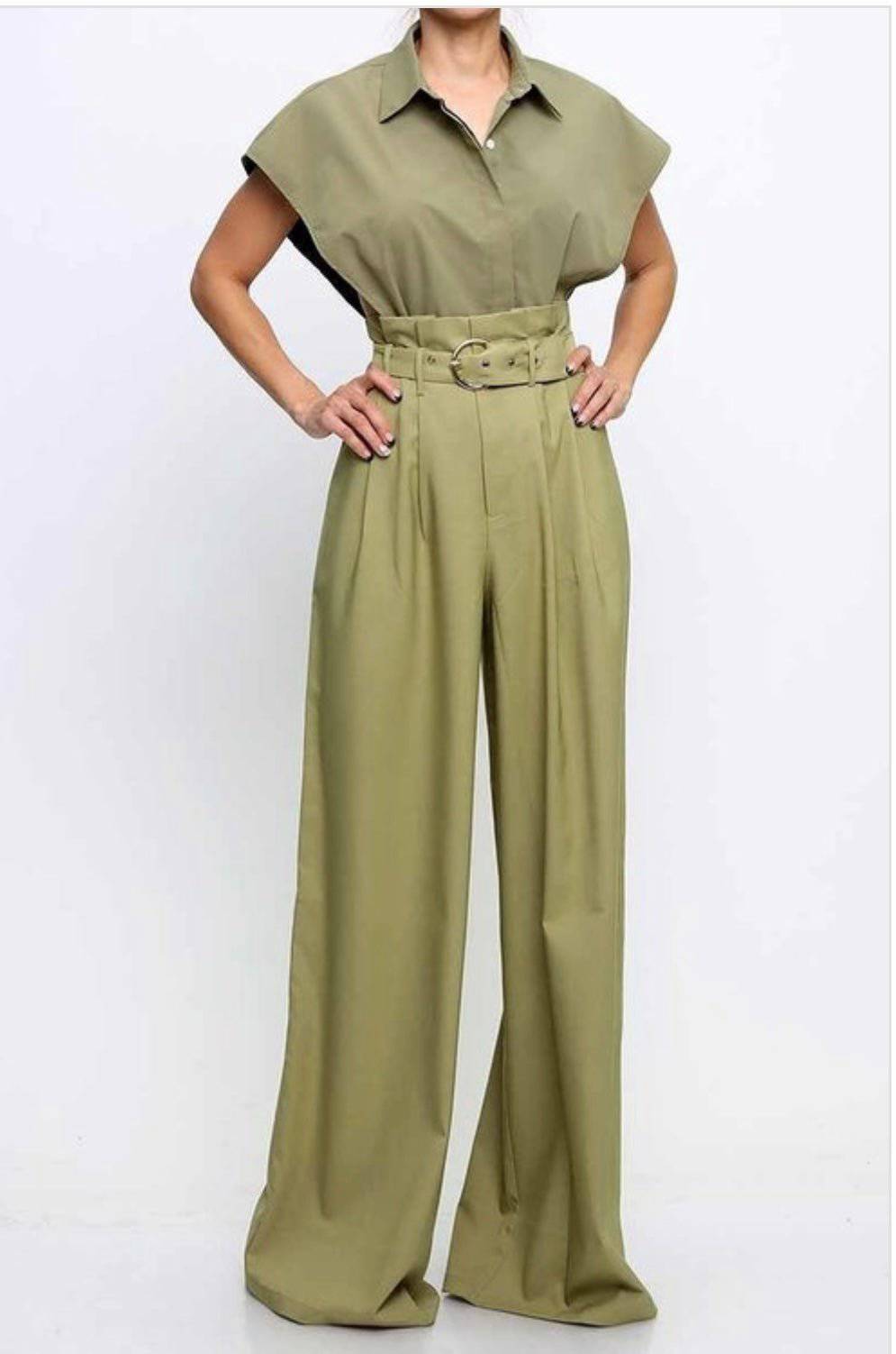 Olive Paperbag Maxi Palazzo Pants - Bella Boutique & Bellasbylola.com