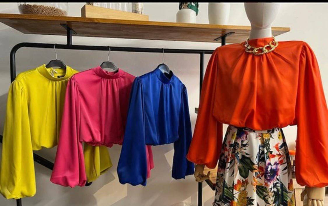 Orange Balloon Satin Top - Bella Boutique & Bellasbylola.com