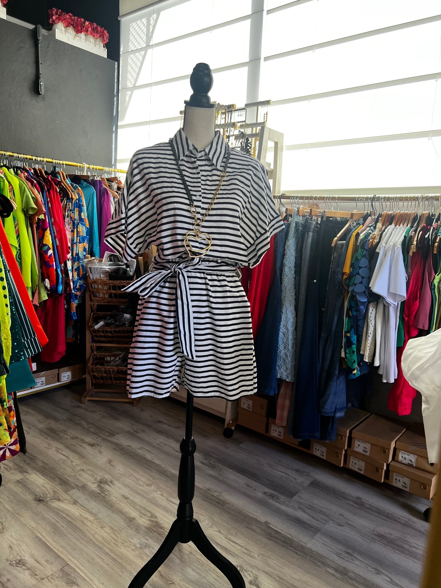 Striped Wide Sleeve Oversized Romper - 70% Cotton, 30% Rayon - 32" Length - True to Size - Bella Boutique & Bellasbylola.com
