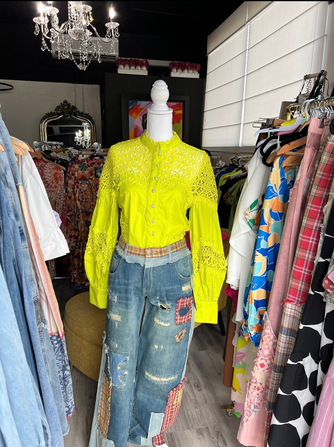 Patch Denim Detail Pants - Premium Clothing - Bella Boutique & Bellasbylola.com