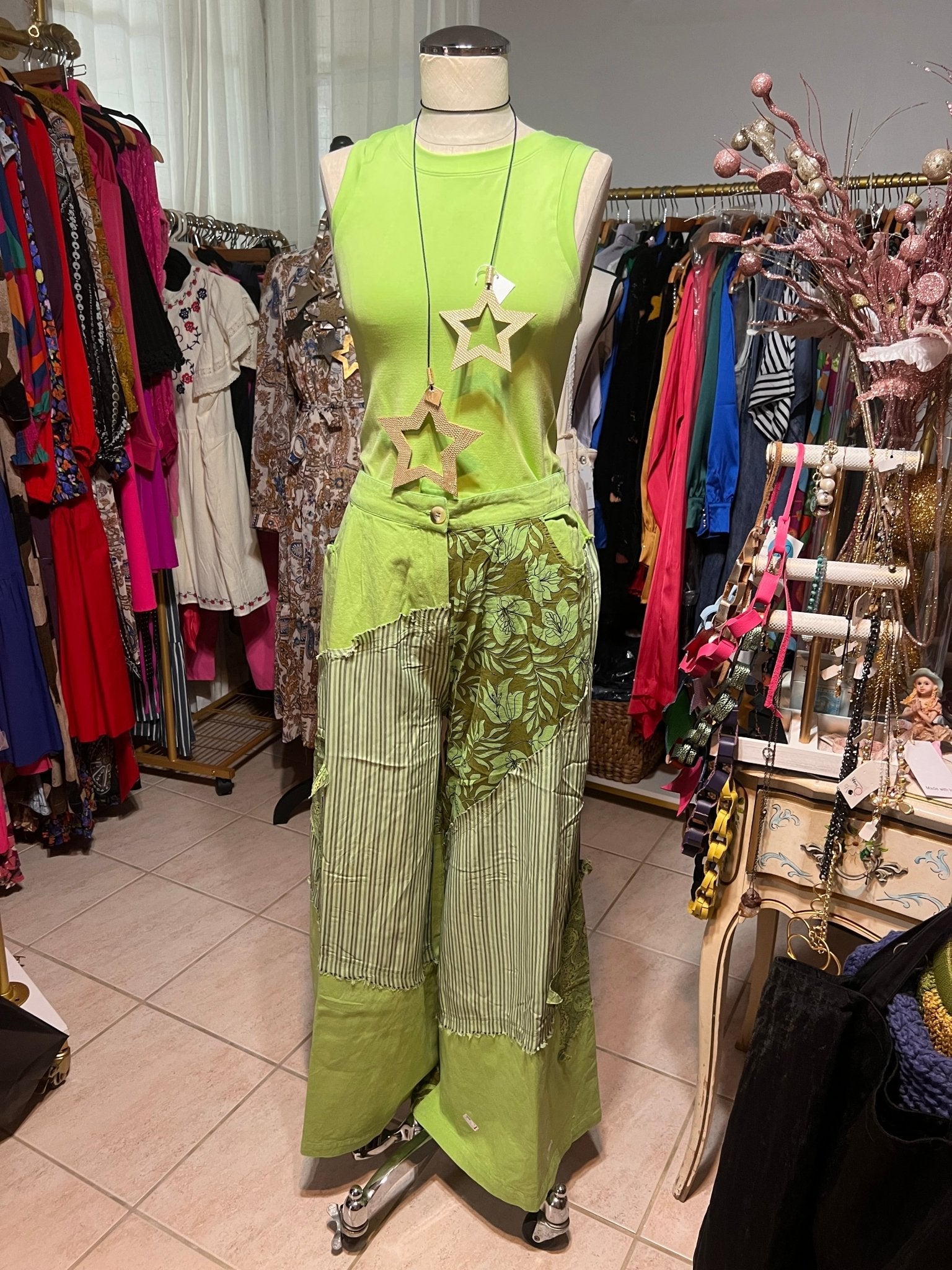 Patchwork Star & Stripes One of a kind Pants - True to size - Bella Boutique & Bellasbylola.com