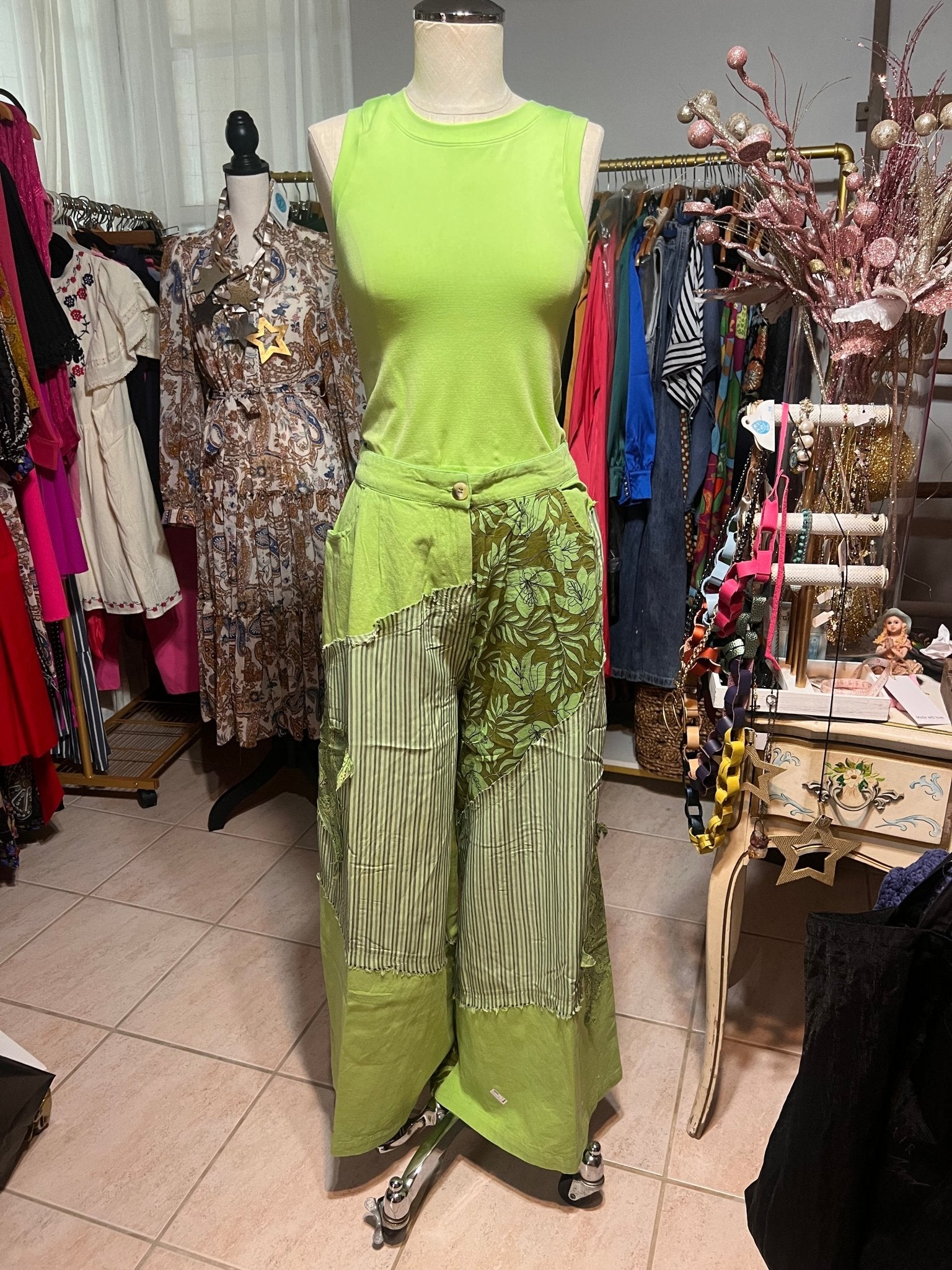 Patchwork Star & Stripes One of a kind Pants - True to size - Bella Boutique & Bellasbylola.com