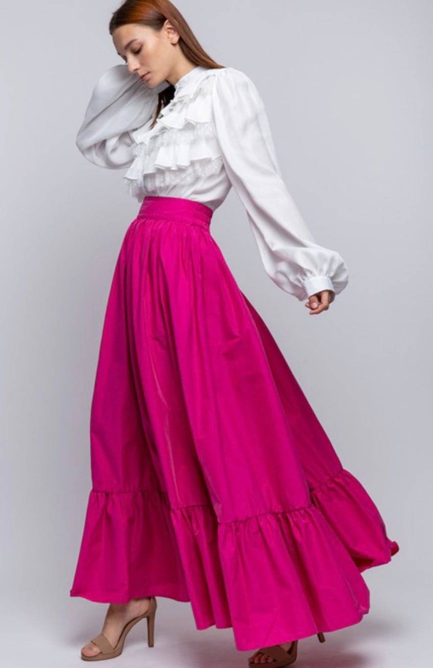 100% Cotton Pocketed Flared Maxi Skirt, Oversized Fit - Bella Boutique & Bellasbylola.com