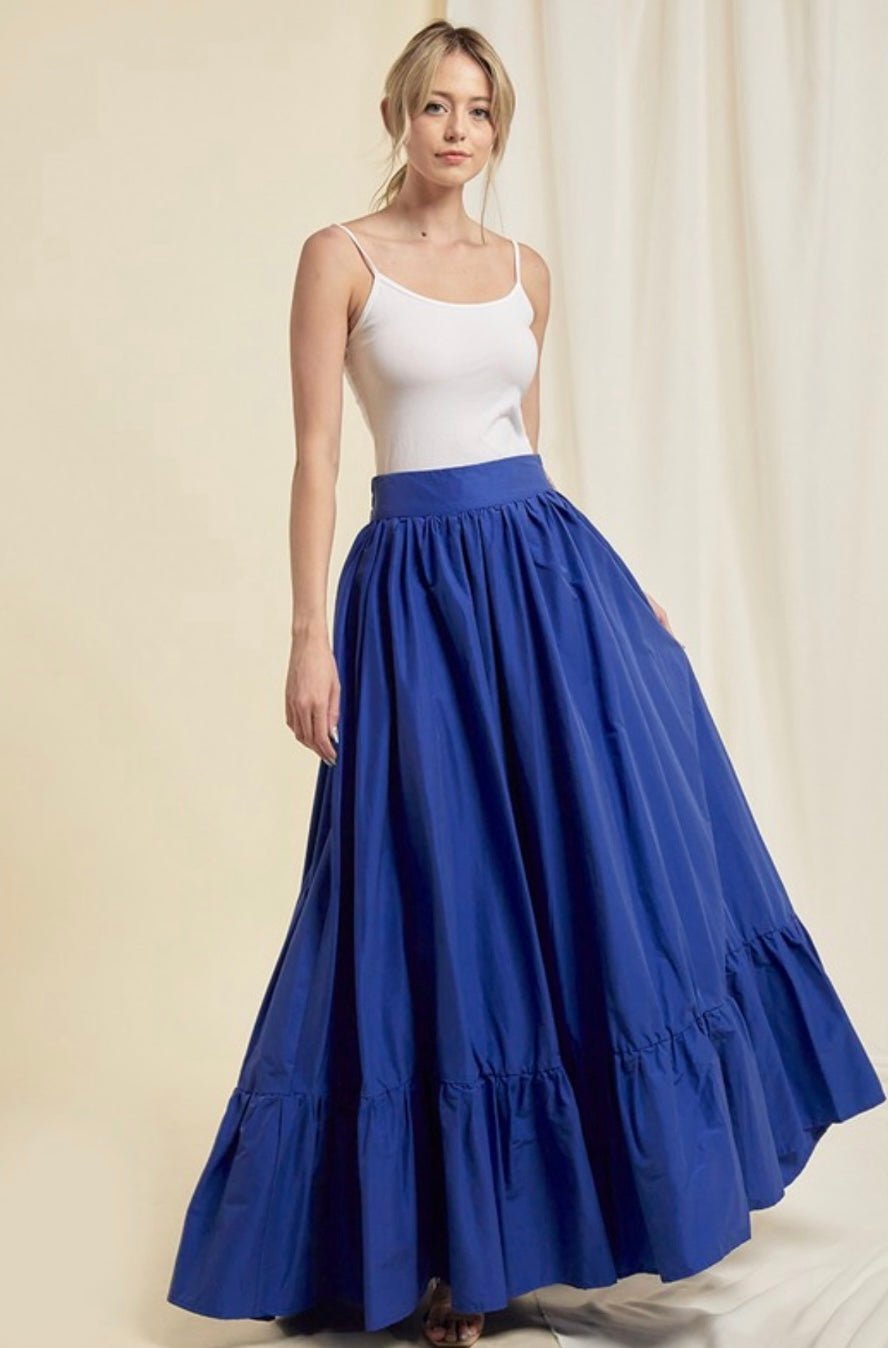 100% Cotton Pocketed Flared Maxi Skirt, Oversized Fit - Bella Boutique & Bellasbylola.com