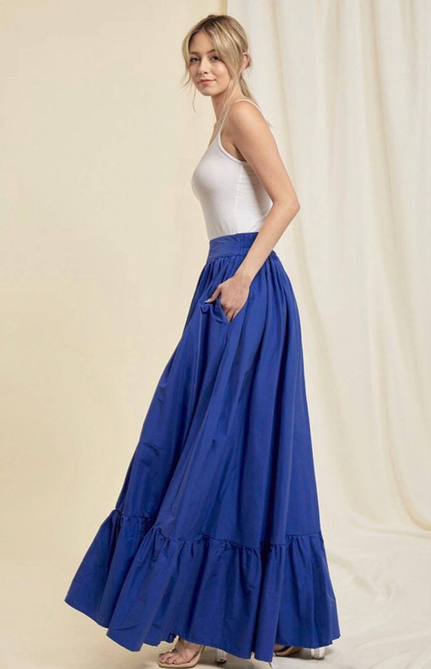 100% Cotton Pocketed Flared Maxi Skirt, Oversized Fit - Bella Boutique & Bellasbylola.com