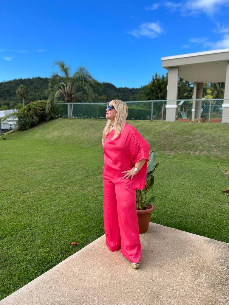 Pink Punch One Shoulder Satin Tunic - Bella Boutique & Bellasbylola.com