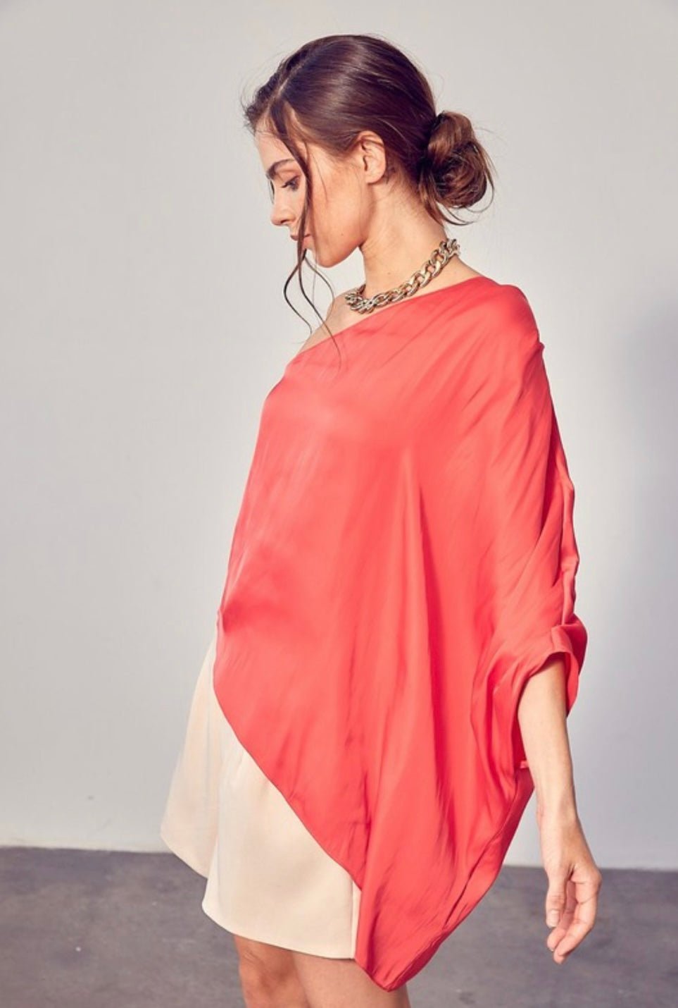 Pink Punch One Shoulder Satin Tunic - Bella Boutique & Bellasbylola.com