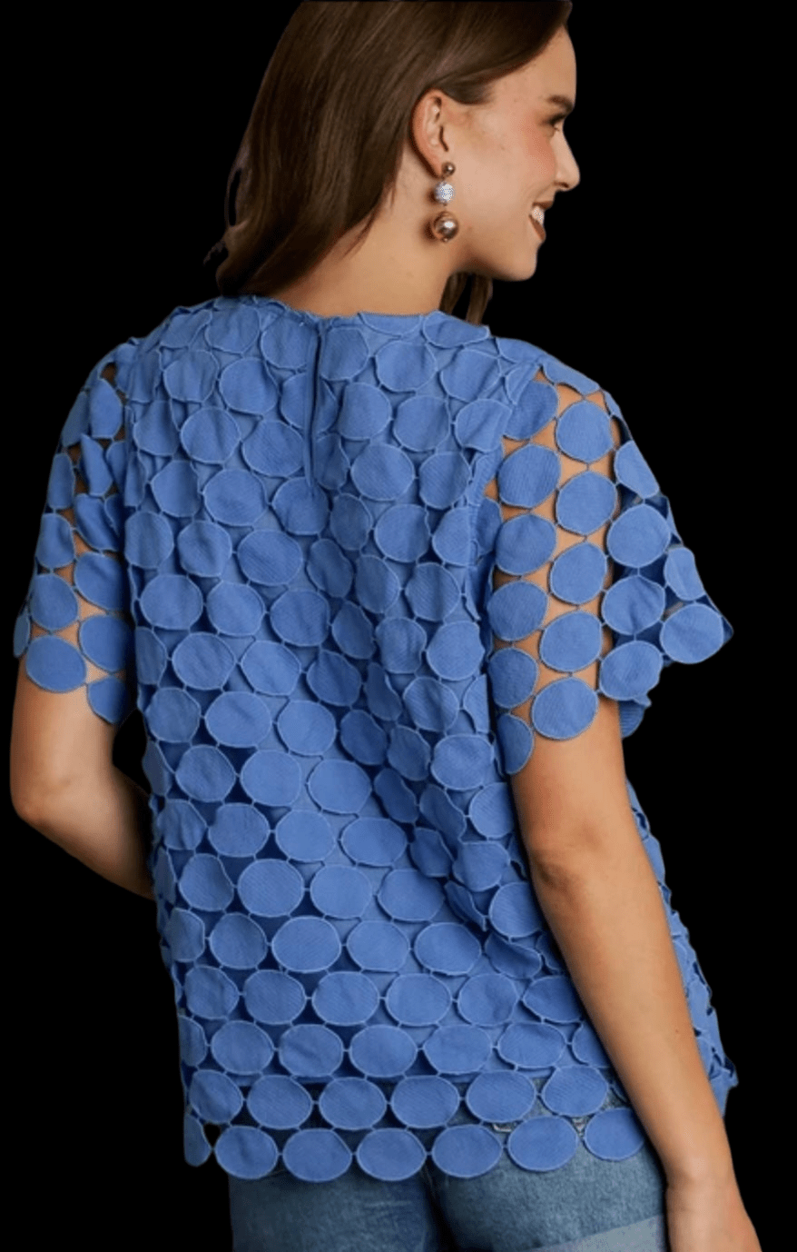 Polka Dot Lace Orchid Blue Top - New✨ - Bella Boutique & Bellasbylola.com