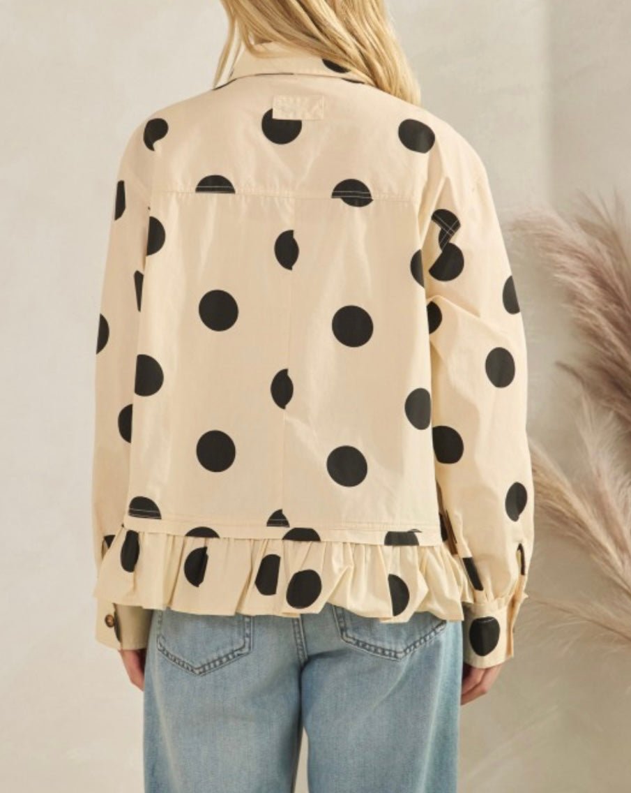 Polka Dot Ruffle Hem Long Sleeve blouse - Bella Boutique & Bellasbylola.com