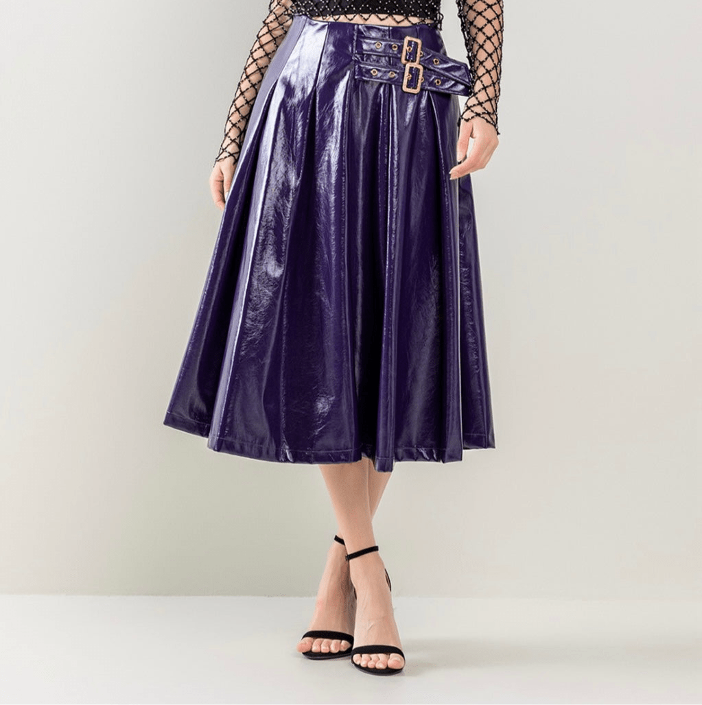 Purple Midi Faux Leather Skirt - Bella Boutique & Bellasbylola.com