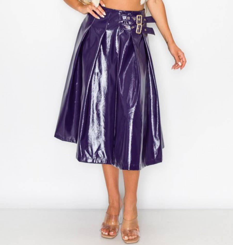 Purple Midi Faux Leather Skirt - Bella Boutique & Bellasbylola.com