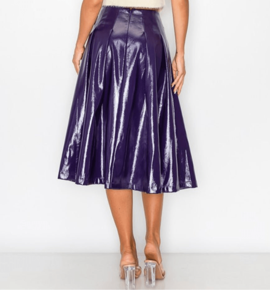 Purple Midi Faux Leather Skirt - Bella Boutique & Bellasbylola.com