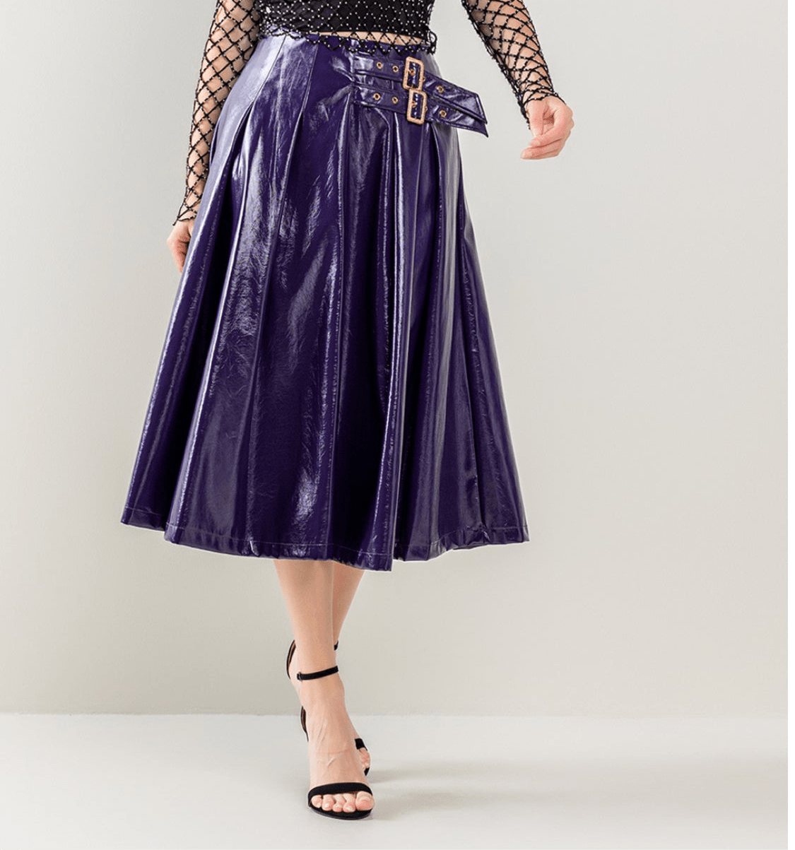 Purple Midi Faux Leather Skirt - Bella Boutique & Bellasbylola.com