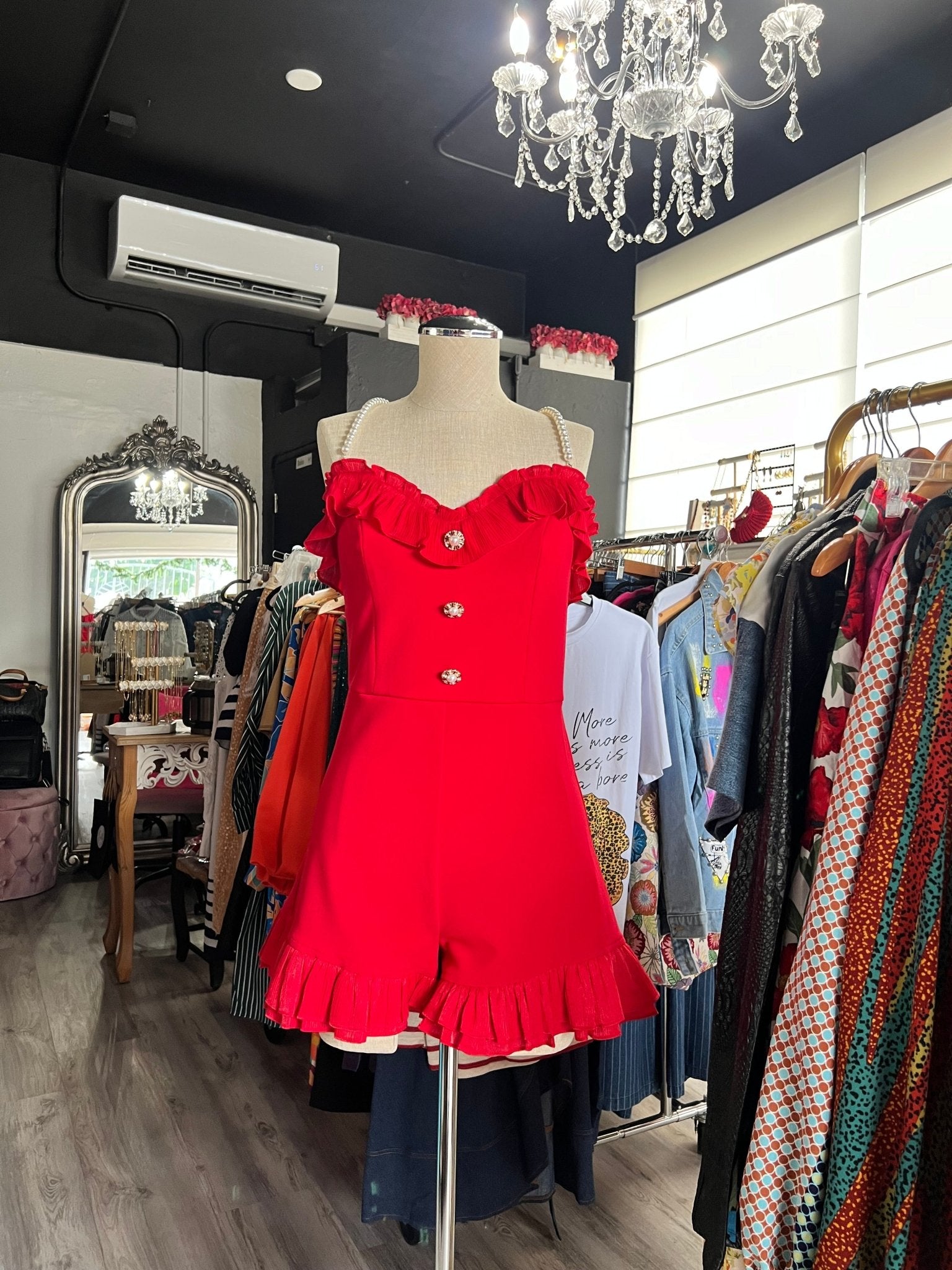 Red Apple Romper: Elegant Mini Jumpsuit for Special Occasions - Bella Boutique & Bellasbylola.com