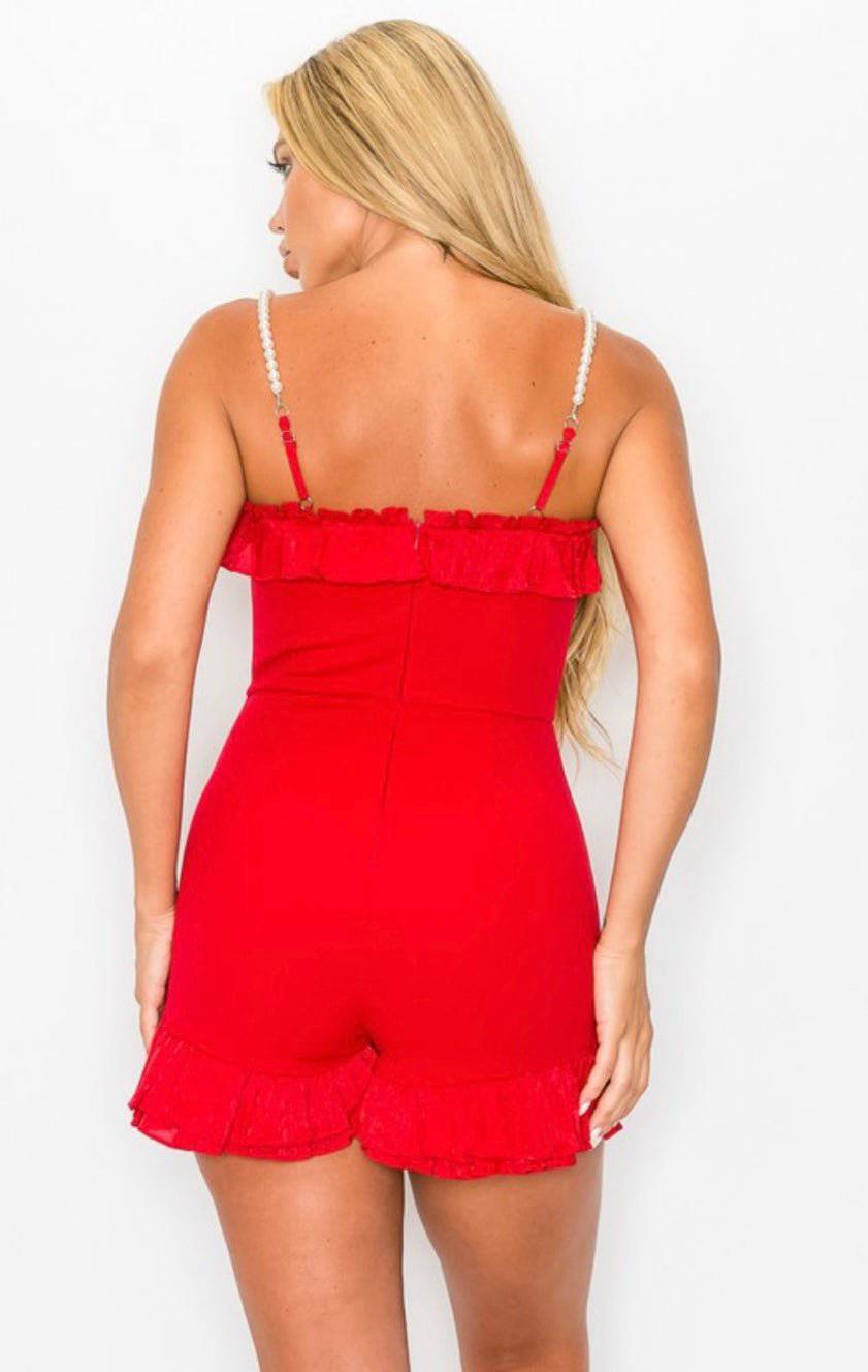 Red Apple Romper: Elegant Mini Jumpsuit for Special Occasions - Bella Boutique & Bellasbylola.com