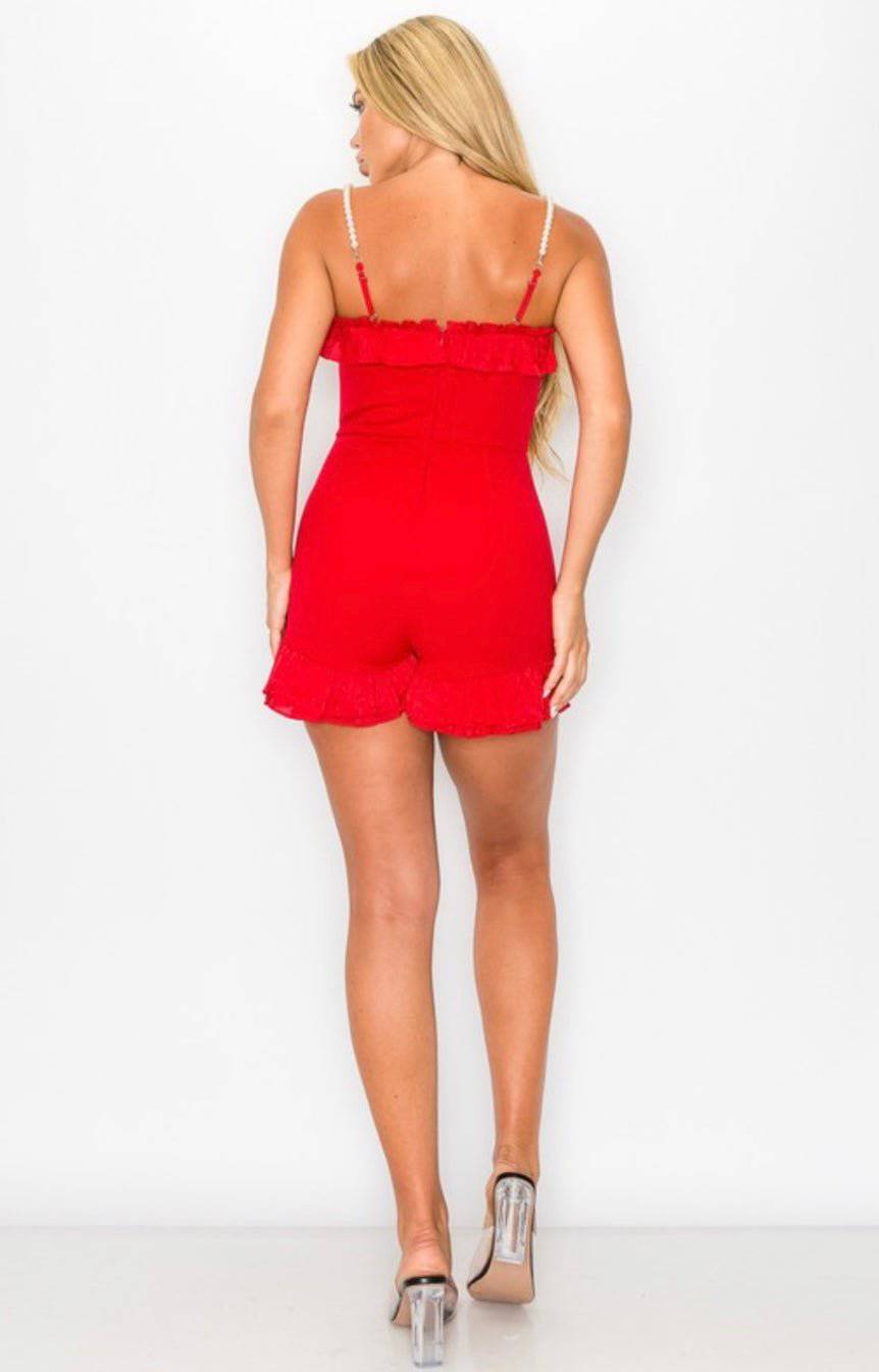 Red Apple Romper: Elegant Mini Jumpsuit for Special Occasions - Bella Boutique & Bellasbylola.com