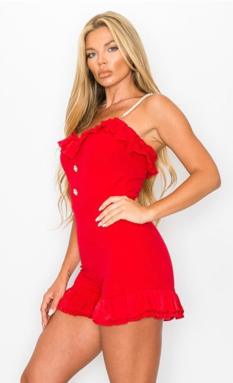 Red Apple Romper: Elegant Mini Jumpsuit for Special Occasions - Bella Boutique & Bellasbylola.com