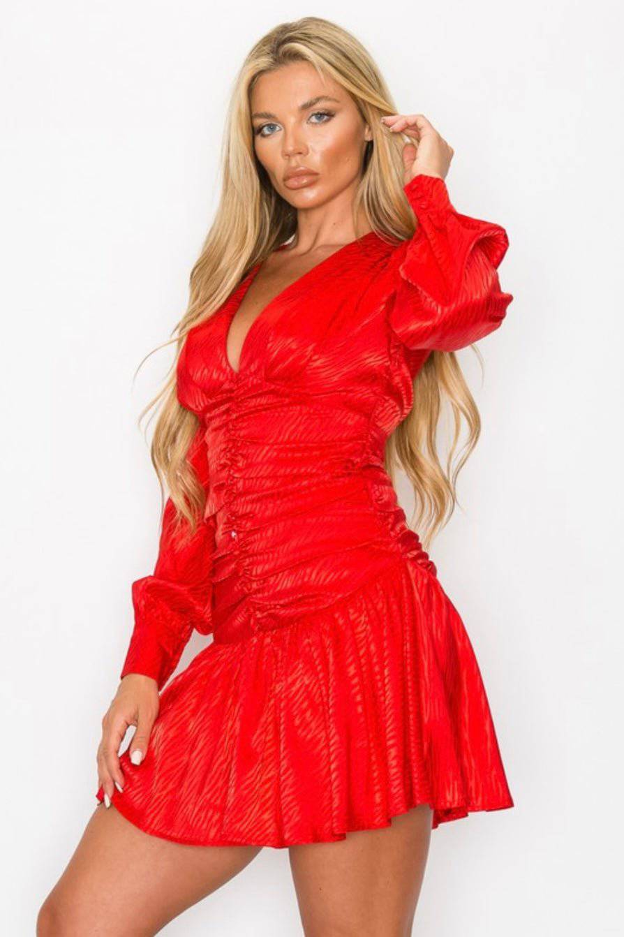 Red Moon Mini Dress: Make a Statement with Woven Sleeves! - Bella Boutique & Bellasbylola.com