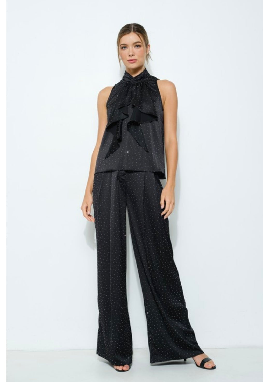 Rhinestone Pants - New ⭐️ Black or Beige - Bella Boutique & Bellasbylola.com