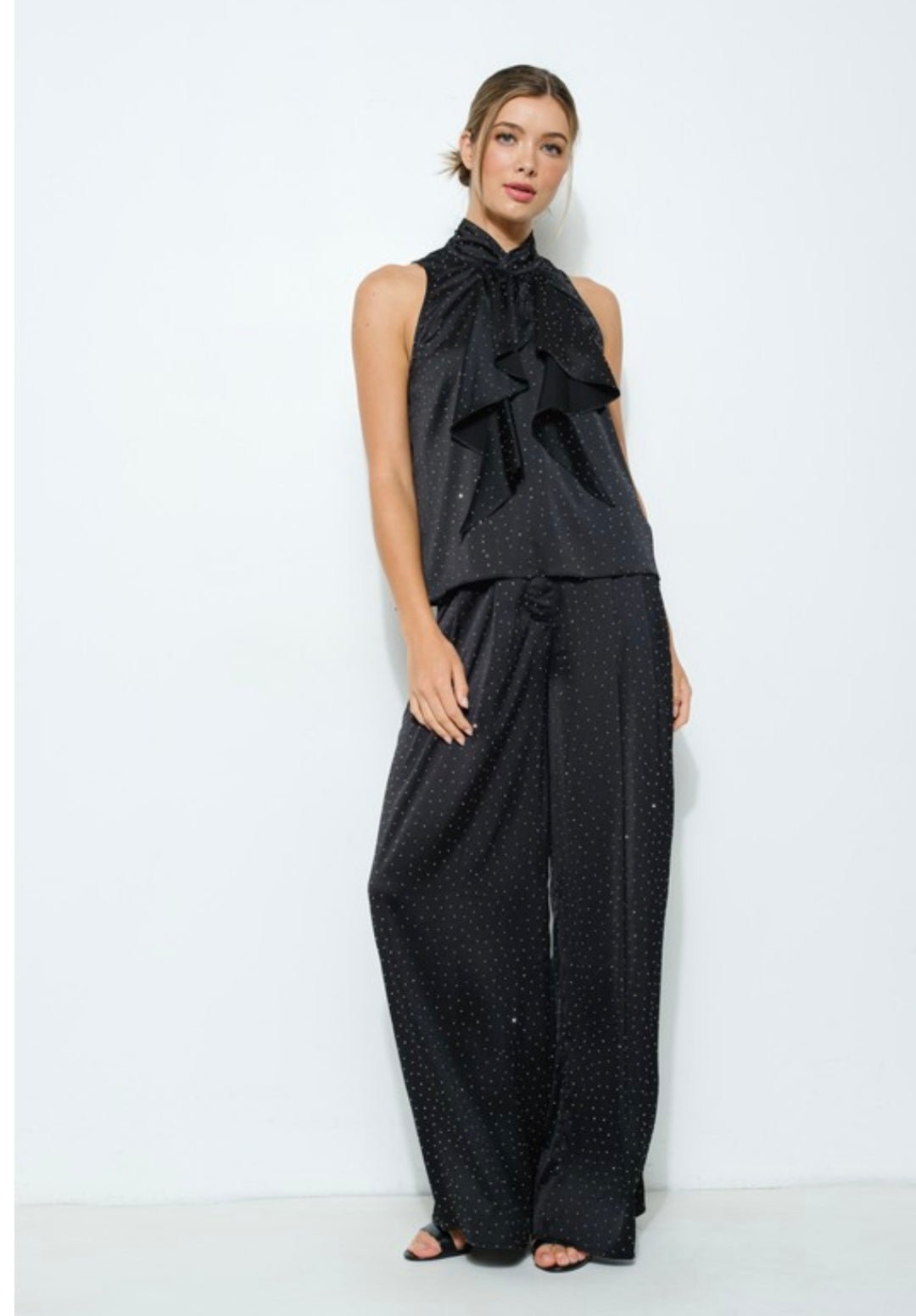 Rhinestone Pants - New ⭐️ Black or Beige - Bella Boutique & Bellasbylola.com