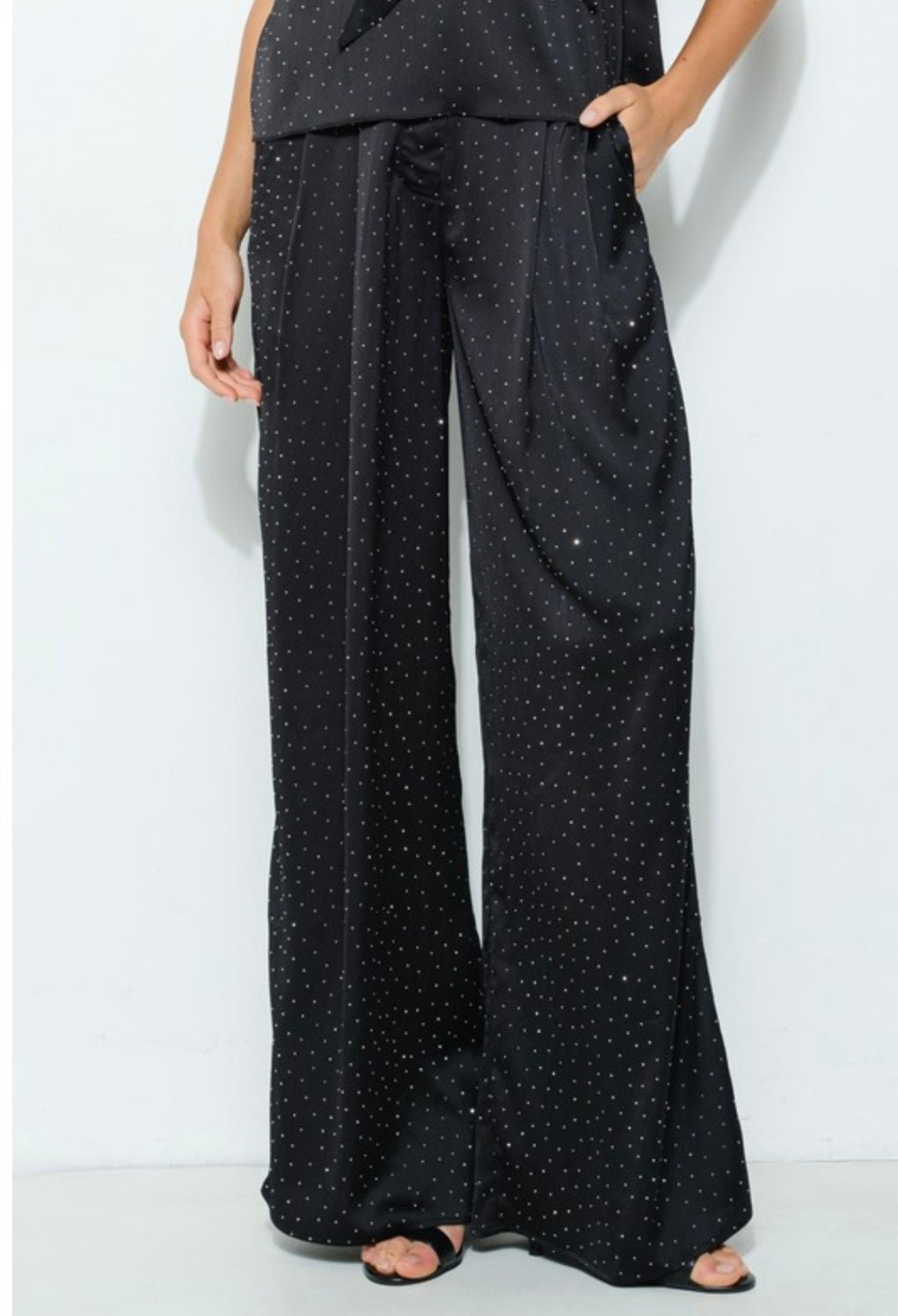 Rhinestone Pants - New ⭐️ Black or Beige - Bella Boutique & Bellasbylola.com