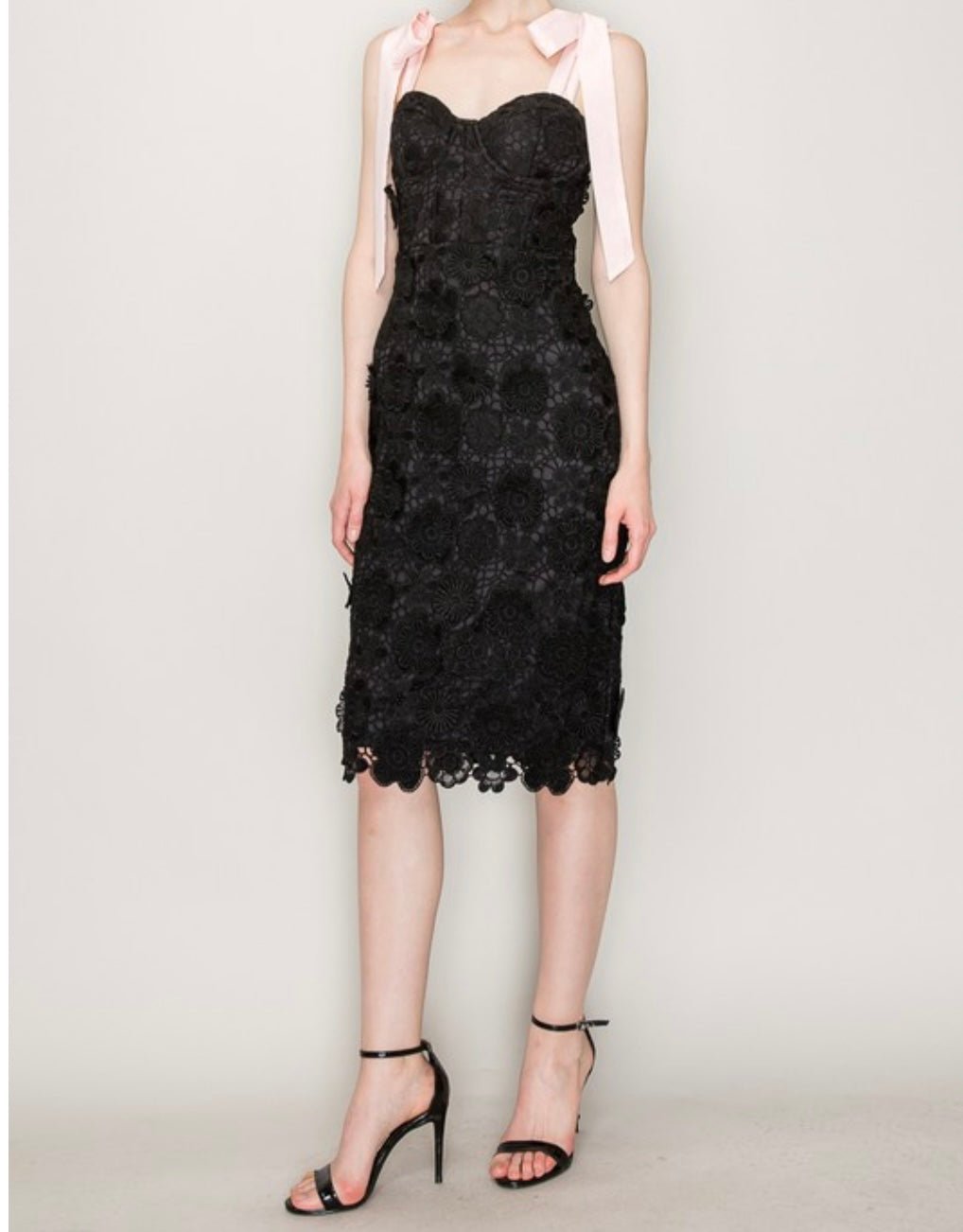 Shoulder Tie Sleeveless Floral Lace Midi Dress - New ✨ - Bella Boutique & Bellasbylola.com