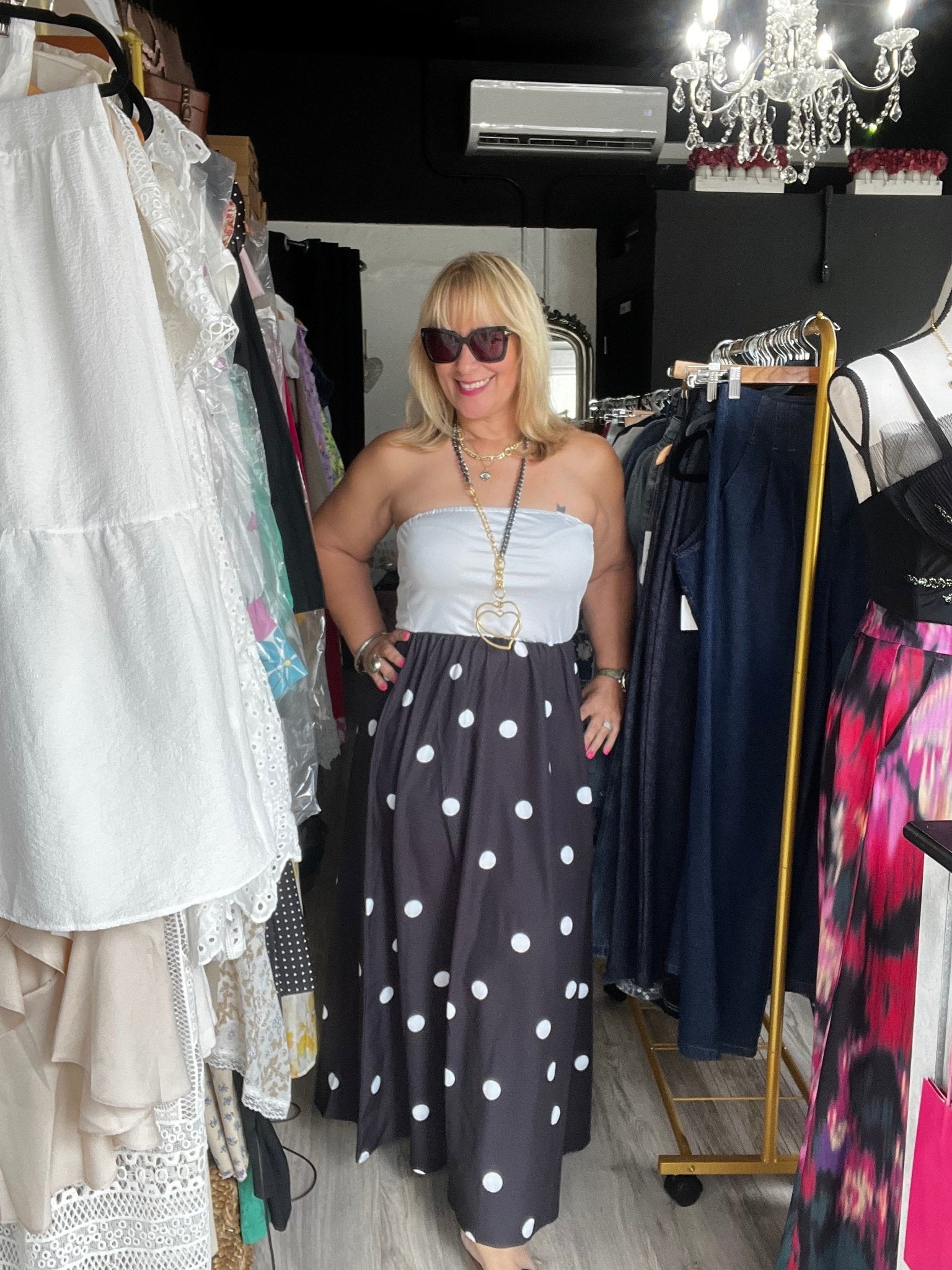 True to Size Polka Dot A-Line Dress - Trendy Style - Bella Boutique & Bellasbylola.com