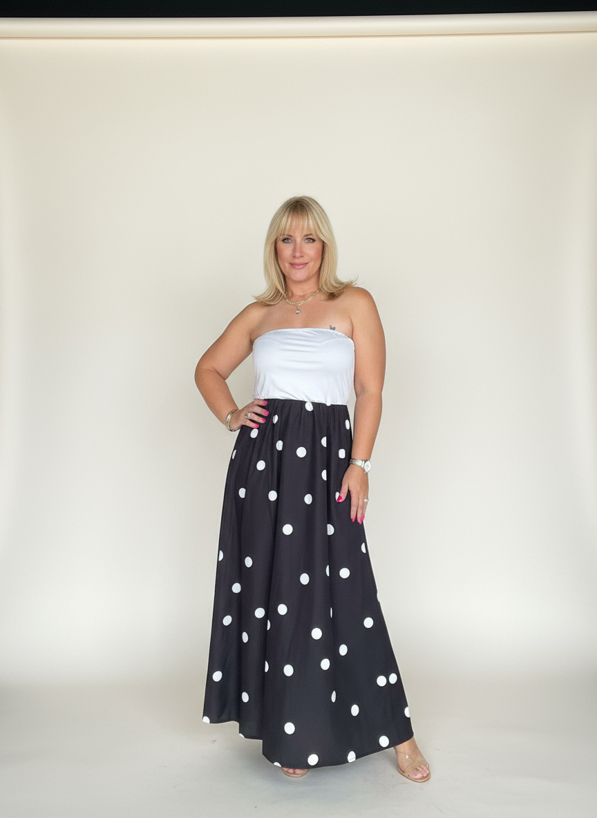 True to Size Polka Dot A-Line Dress - Trendy Style