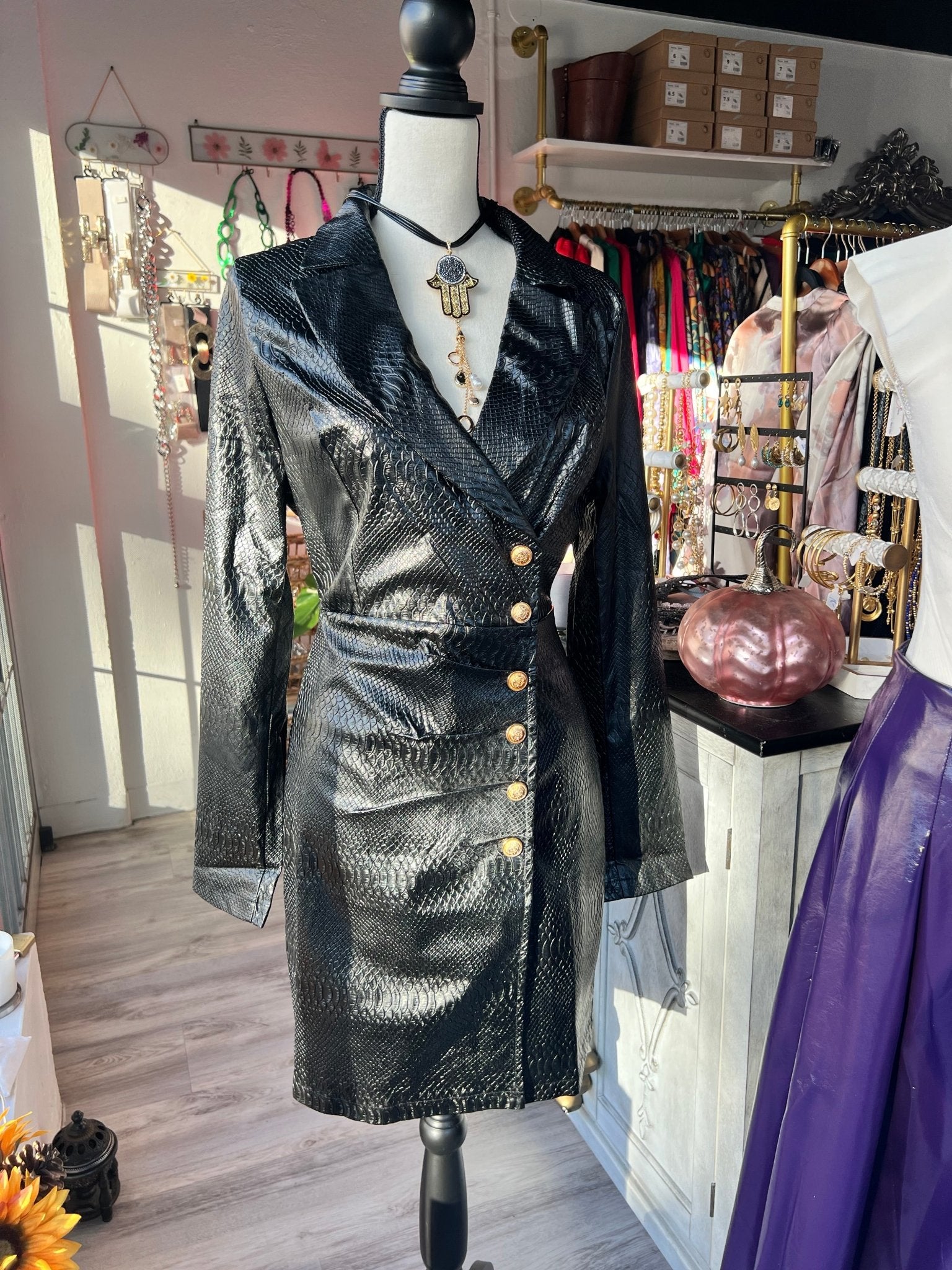 Snake Print Faux Leather Dress - In store & Online ⭐️💫🌟 - Bella Boutique & Bellasbylola.com