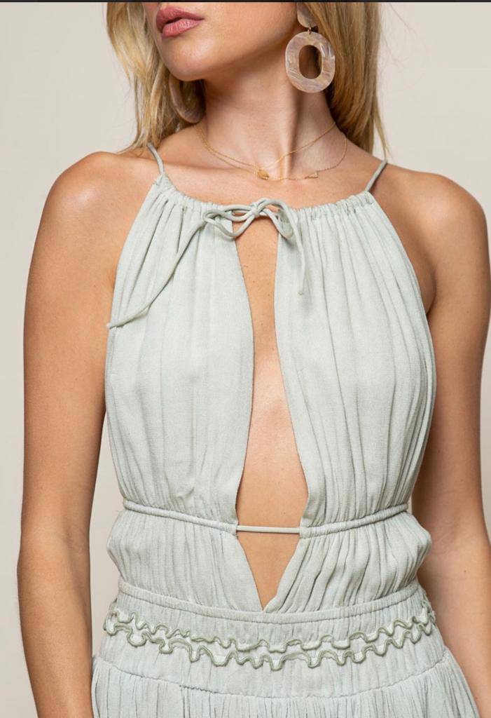 Sage Dream Mini Dress with Tie Back - Bella Boutique & Bellasbylola.com