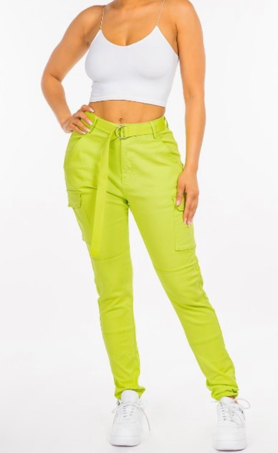 Lime Jogger with Belt: Cool, Stylish & Comfortable! - Bella Boutique & Bellasbylola.com
