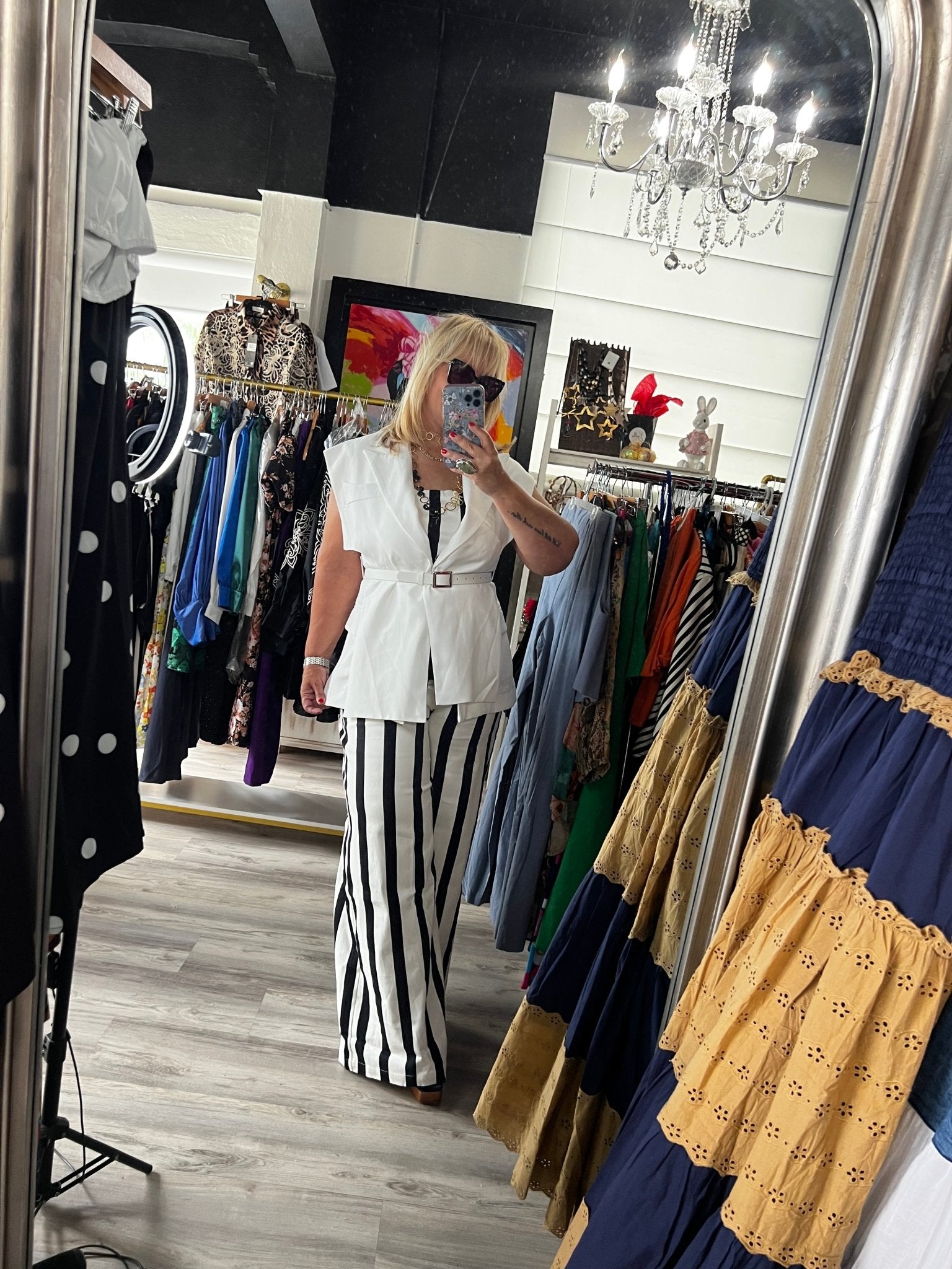 Stripes Black & White Denim Flying Tomato Wide Leg Set - Tax Included - Bella Boutique & Bellasbylola.com